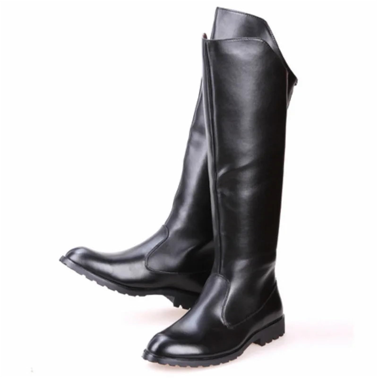 Botas altas informales de cuero con cremallera trasera for hombre, botas vaqueras largas de caballero, botas de montar de cuero, botas de motociclista 37-46