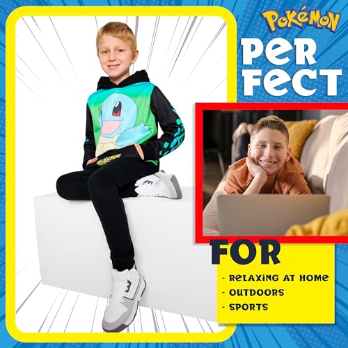 Image of Pokemon Hoodie for Boys & Teens Hooded Sweatshirt Warm Anime Pikachu Sweater