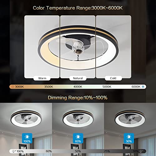 Ventilateur de plafond avec lampe LED dimmable et télécommande pour salon - 4