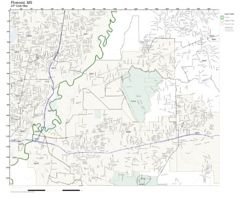 ZIP Code Wall Map of Flowood, MS ZIP Code Map Not Laminated