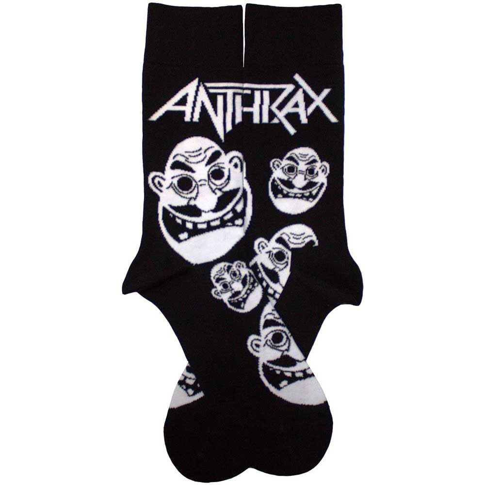Rock Off officially licensed products Anthrax Faces Pattern B&W Ankle Socks One Size