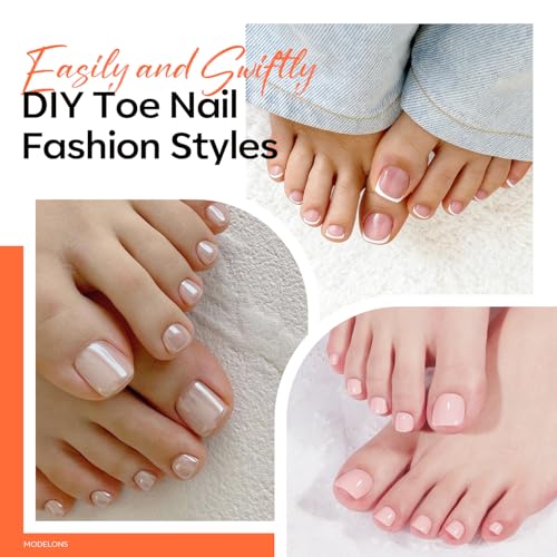 Image of Modelones Short Square Toe Nail Tips 510Pcs 15 Sizes Press On Toenails Squoval Soft Gel Tips Full Cover Matte Fake Toe Nails Extensions Pre-Etched Toe Tips for DIY Salon Use