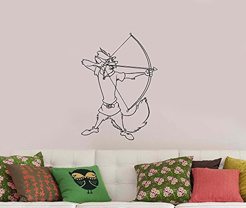 Robin Hood Wall Decal Cartoon Fox Archer Vinyl Sticker Vintage Film Character Art Decorations For Home Kids Boys Room Animal Decor Rnh1 #TOP26