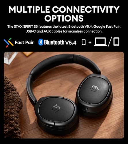 Image of Edifier STAX Spirit S5 Wireless Planar Magnetic Headphones, Snapdragon Sound, aptX Adaptive, Hi-Res Audio (LDAC LHDC), Bluetooth 5.4, Dual-Mic CVC Tech, 80H Playback & Fast Charging for Audiophiles