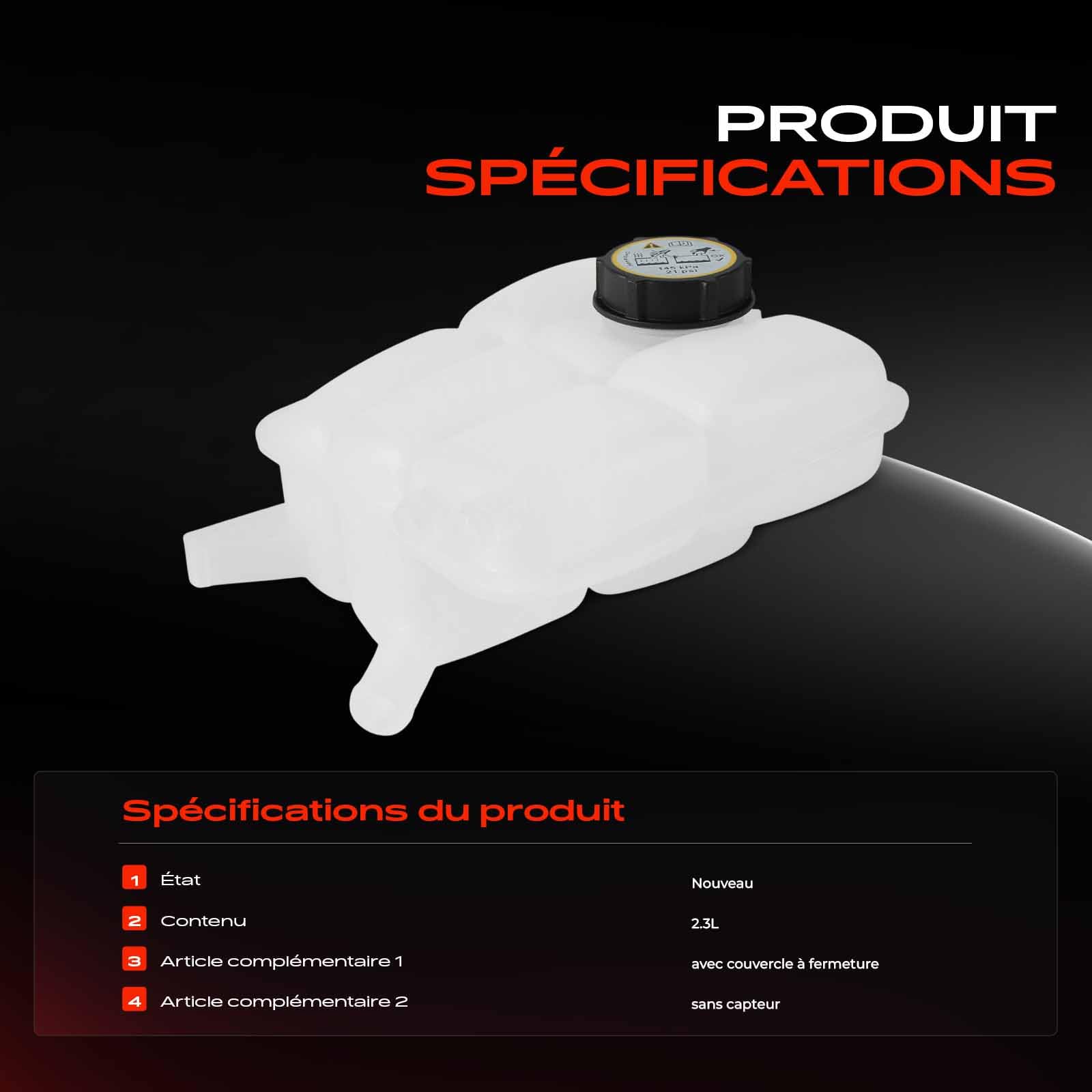 Frankberg Vase d'expansion du liquide de refroidissement 8V618K218AE | Compatible avec: Focus III, Grand C-Max DXA/CB7 DXA/CEU, C-Max II DXA/CB7 DXA/CEU, Focus III Box/Hatchback