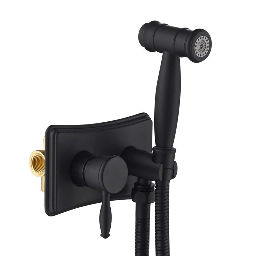 Bidet Pulvérisateur Laiton Kit de Pulvérisation de Toilette Montage Mural Ensemble de Robinet Vaporisateur Hygiénique Parfait pour Hygiène Personnelle,Noir