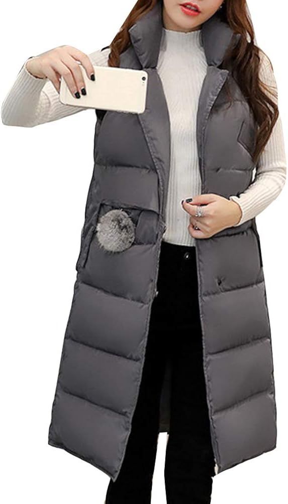 Women's Down Gilets Coat Padded Jackets Quilted Vest Sleeveless Long