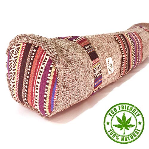 Bolsa Yoga para Esterilla - Hecha a Mano de Cañamo - De India - Ecológica y Justa - Funda para Esterilla de Yoga con Correa - Bolsa Original de...