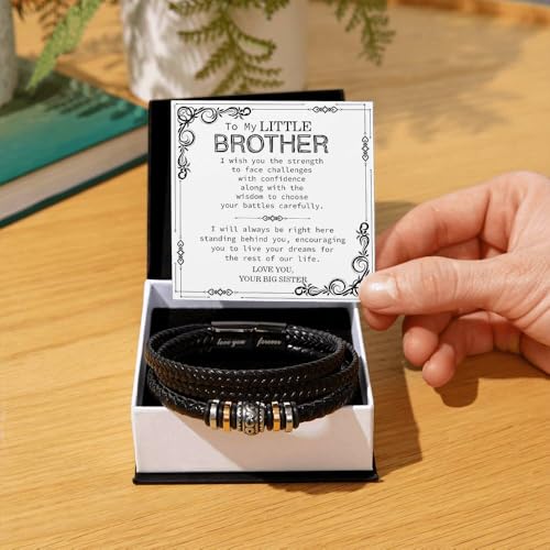 Image of To My Brother Bracelet, Bracelet for Brother from Sister, Gifts from Mom and Dad, Birthday Gift with Message Card and Box
