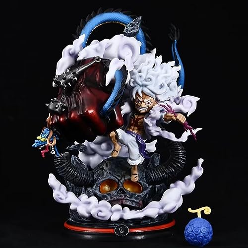 Hewufo Monkey D. Luffy Gear 5 Figure Anime Luffy Big Hand PVC Statue Figures Collection Model Toys (Red), High 22 CM