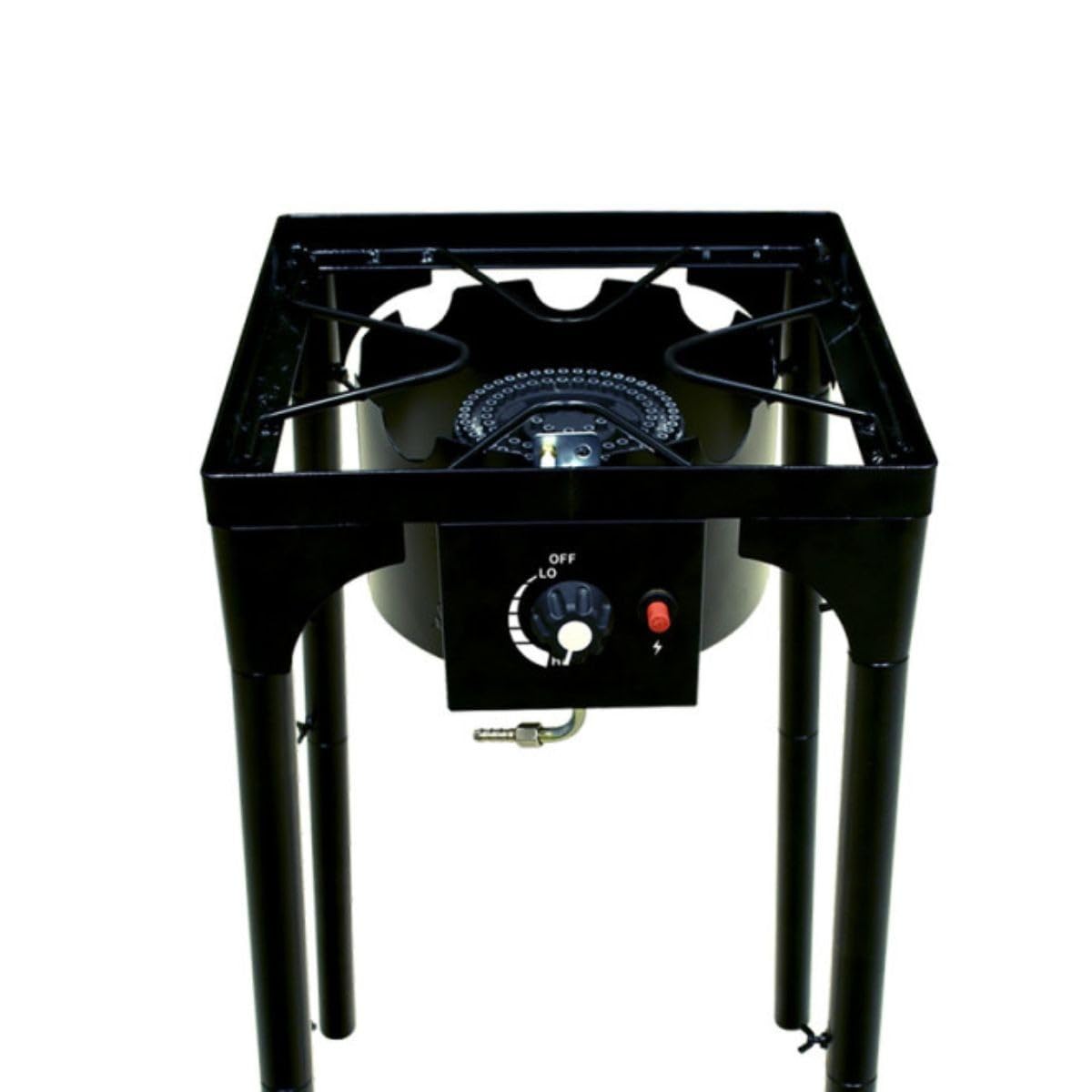 INTEC - Fornello a gas 1 fuoco 4500 W 4 piedi modulabili 3 altezze bruciatore in ghisa - Cucina esterna 40 x 40 x 78 cm Accensione Piezo