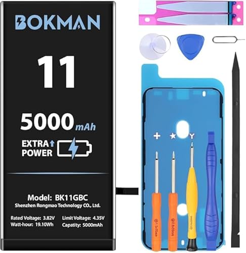 bokman for iPhone 11 Battery Replacement 5000mAh, High Capacity Li-ion Polymer Battery with All Tool Kits