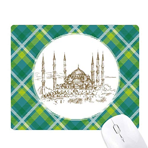 Tapis de souris pixel église historique paysage croquis de ville vert