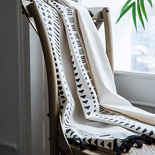 Rideau rustique géométrique pour salon chic et tamisé en coton lin - 3