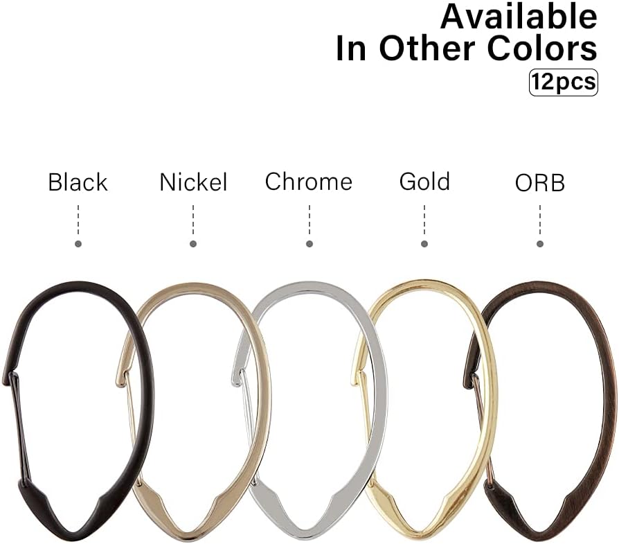 Utopia Alley Shower Hooks - Shower Curtain Rings for Bathroom - Rust Proof Shower Curtain Hooks for Shower Curtain or Liner - Set of 12, Brushed Nickel