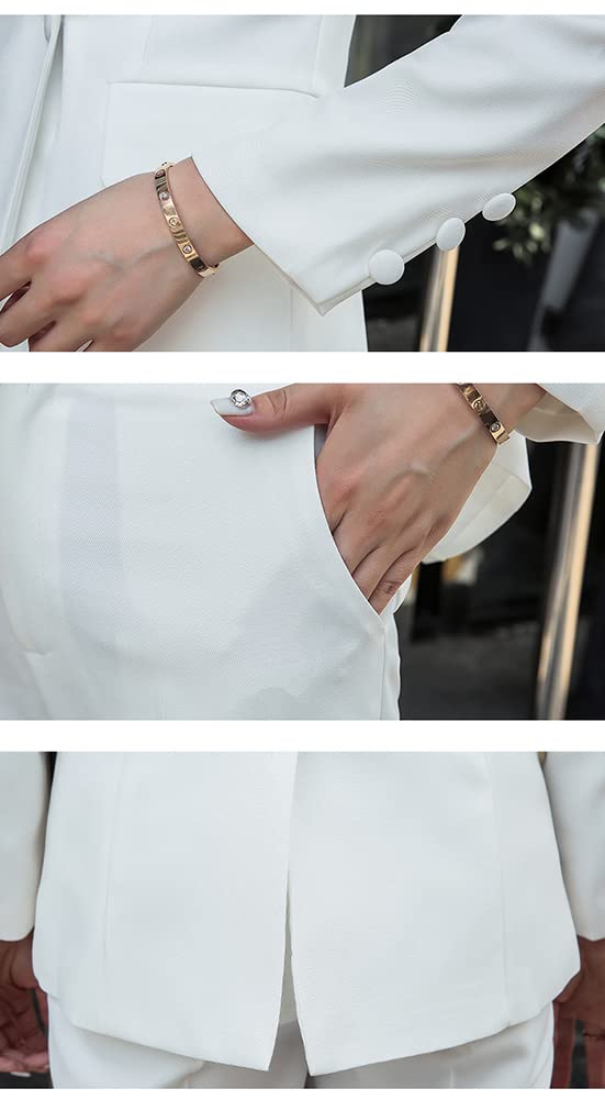 Mujer Blazer Y Pantalones Dos Piezas Set Conjunto Formales Ajuste Delgado Chaquetas Manga Larga Slim Fit Chaqueta de Traje Pantalones Largos,Traje Casual Oficina