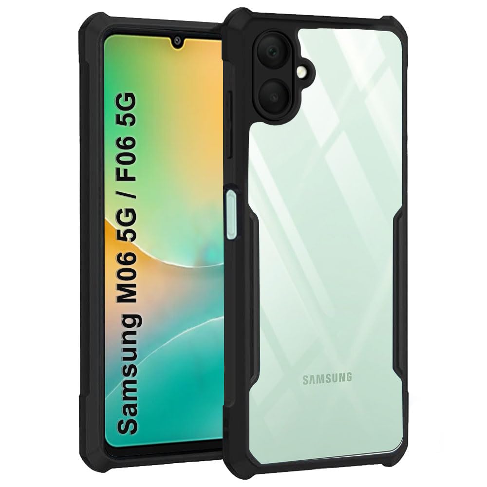 TheGiftKart Shockproof Crystal Clear Back Cover Case for Samsung Galaxy M06 5G / F06 5G | 360 Degree Protection | Protective Design | Transparent Case for Samsung M06 / F06 5G (PC & TPU, Black Bumper) TheGiftKart Shockproof Crystal Clear Back Cover Case for Samsung Galaxy M06 5G / F06 5G | 360 Degree Protection | Protective Design | Transparent Case for Samsung M06 / F06 5G (PC & TPU, Black Bumper)