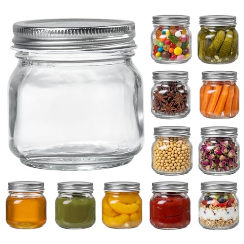Icesip 12Pack 8oz Mini Mason Jars with Lids, Glass Spice Jar Set