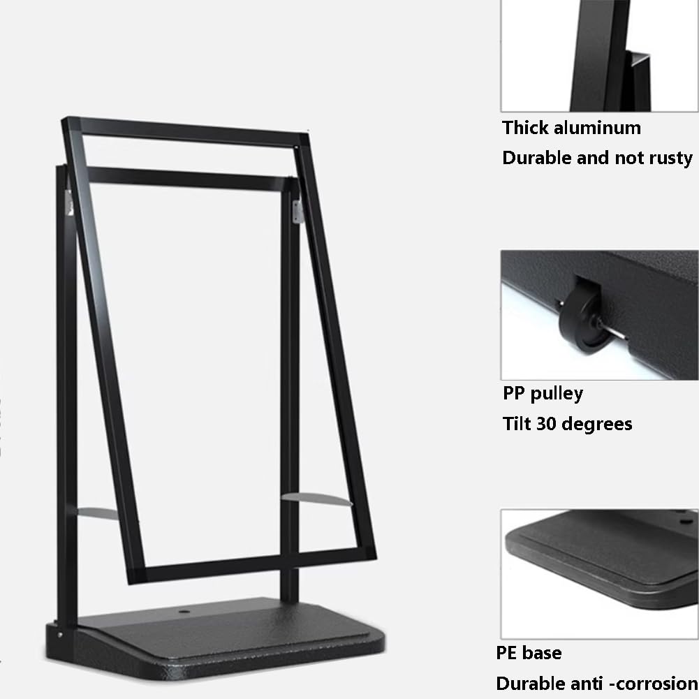 Soporte para letreros con base de agua resistente, marco de aluminio duradero para publicidad en exteriores o interiores, negro, 60 x 90 cm