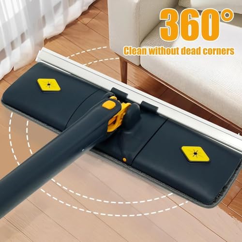 Image of LISHER Plastic Microfiber Floor Cleaning Mop with Scraper with 360 Rotating Head | Self-Wringings H&s-Free Automatic Water Squeezing Mop for Floors | Kitchen | Wall | Bathroom | Toilet