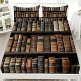 Libros de EstanteríA Antiguos Sábana Bajera 135x190x30cm Ajustable Bolsillo Extra Profundo 30cm - MarróN Microfibra Cepillada Sábana Bajera Transpirable, Antiarrugas, Cómoda Y Suave