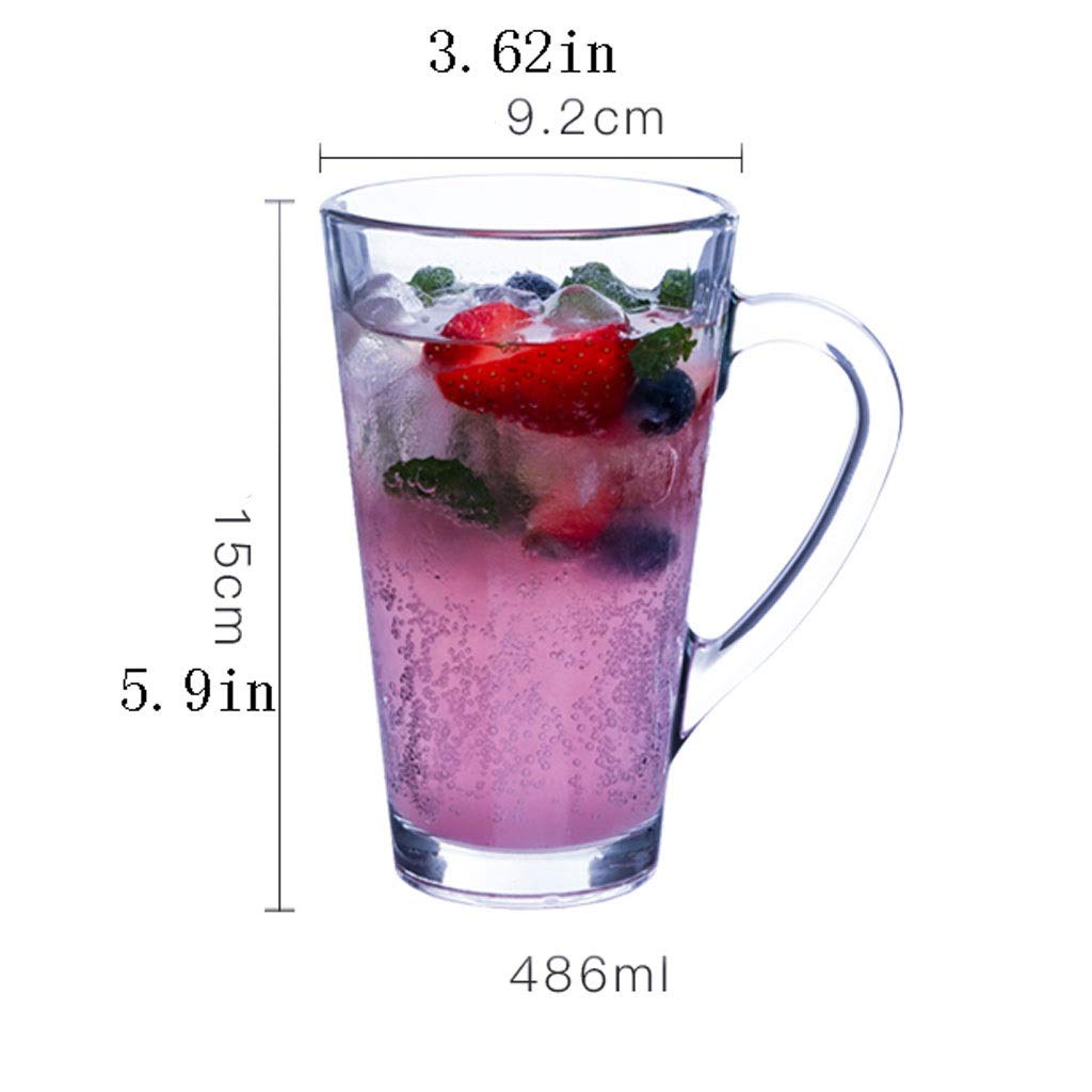 TOMYEUS Verres Tasse en Verre avec poignée Pratique, Verres for Boissons, Tasses for Cappuccino, Latte, Espresso (2pcs) Verres à vin