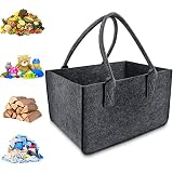 Panier à bois de cheminée - 5 mm - En feutre extra épais - 100 % plastique recyclé - Panier en bois de 31 l pour bois de cheminée - Grand sac de courses - Sac en feutre pour journaux, bois de cheminée