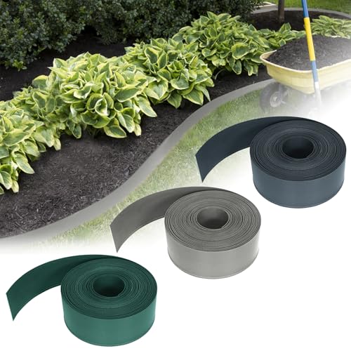 Froadp 20m Bordature da Giardino Flessibile per Prato, PP Letto di Fiori Bordatura, Recinzione Bordi dell'aiuola, DIY Curva e Rotonda Palizzate in Plastica per Giardino (Grigio chiaro)