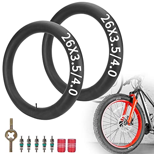 RUTU 2-Pack 26x4 Fat Tire Tube,26 * 3.5/4.0 Bicycle Tube with 32mm Schrader Valve and Installation Accessorie