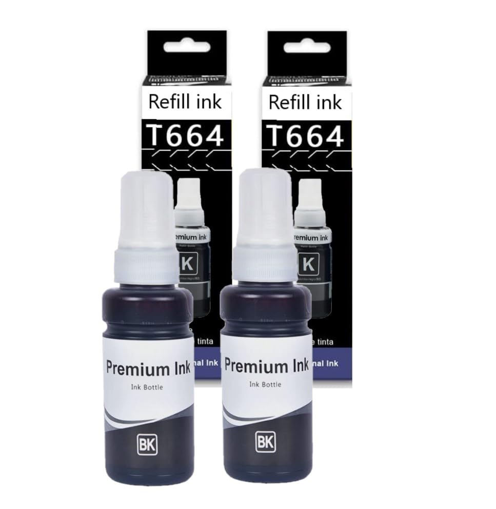 QUINK New Ep T664 / 664 Inkjet Refill Ink Compatible for Epson L130, L220, L310, L360, L365, L380, L405, L655, L1300, L1455, L110, L210, L300, L350, L355 CISS Ink-Tank Printers (T664 2BK)-image-33