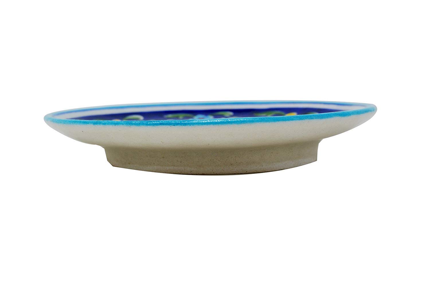 Himalaya Handicrafts Blue Pottery Ceramic Decorative Wall Hanging Handmade Plate (6 inch)