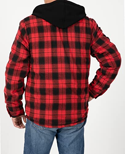 Image of ZENTHACE Mens Sherpa Lined Flannel Shirt Jacket with Hood,Full Zip