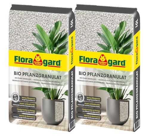 Floragard Bio Pflanzgranulat - Mineralisches Bims Drainagematerial 8-16 mm – Perfekte Drainage für Pflanzen, Kübel & Garten – Nachhaltig, CO2-freundlich, Ideal für gesunde Wurzeln - 2x10 Liter