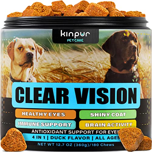 Vision Treats for Dogs - Dog Vision Supplement for Eye Health, Tear Stains, Immune Support - Vitamin Ð¡, ZinÑ, Carrot, Fish Oil, Lutein - 180 Soft Chews with Duck Flavor - for All Breeds and Ages