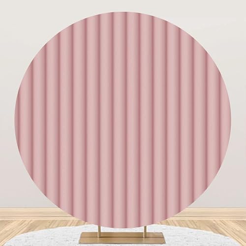 Laeacco 7.2x7.2ft Pink Stripe Round Backdrop Cover Vertical Stripes Foam Pattern