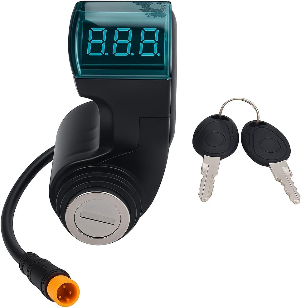 Alomejor Electric Scooter Handle Switch Lock,with Display Screen and 2 Keys Scooter Lock Replacement ABS Material for Urban Commuters Daily Riders Travel Enthusiasts