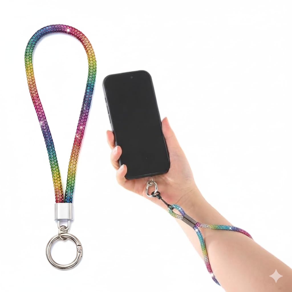AccuPrints Sumiko Rainbow Luxury Diamond Phone Wrist Strap – Stylish Crystal Beaded Wrist Lanyard for Phone Case, Anti-Drop Hand Strap Holder for Women & Girls-image-3