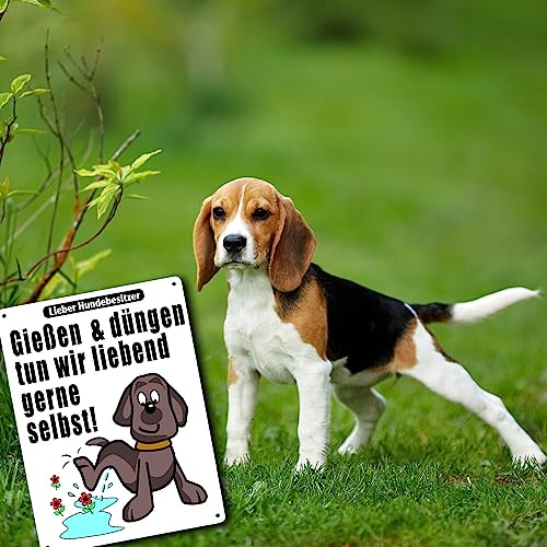 Gießen und düngen - Kein Hundeklo Schild in weiß als lustiges Geschenk für Gartenbesitzer die gegen Hundehinterlassenschaften auf dem Grundstück vorgehen wollen