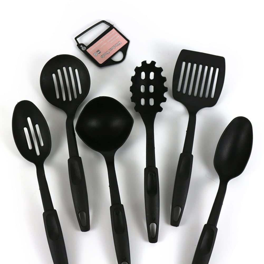 Pentole 6Pcs Set di Utensili da Cucina, Spatola a Manico Lungo Cucchiaio da Zuppa Pennello Mestolo Scolapasta for Pasta Gadget da Cucina Antiaderenti Set di Utensili da Cucina