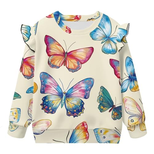 Long Sleeve Shirt for Toddler Girls Cute Graphic Sweatshirt Crew Neck Ruffle Fall Outfits Age 1-8 Years4