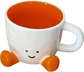 Rolig kaffekopp, designermodell keramikmugg, dekorativt skrivbordstillbehör, handgjord keramisk pennhållare för kontor och