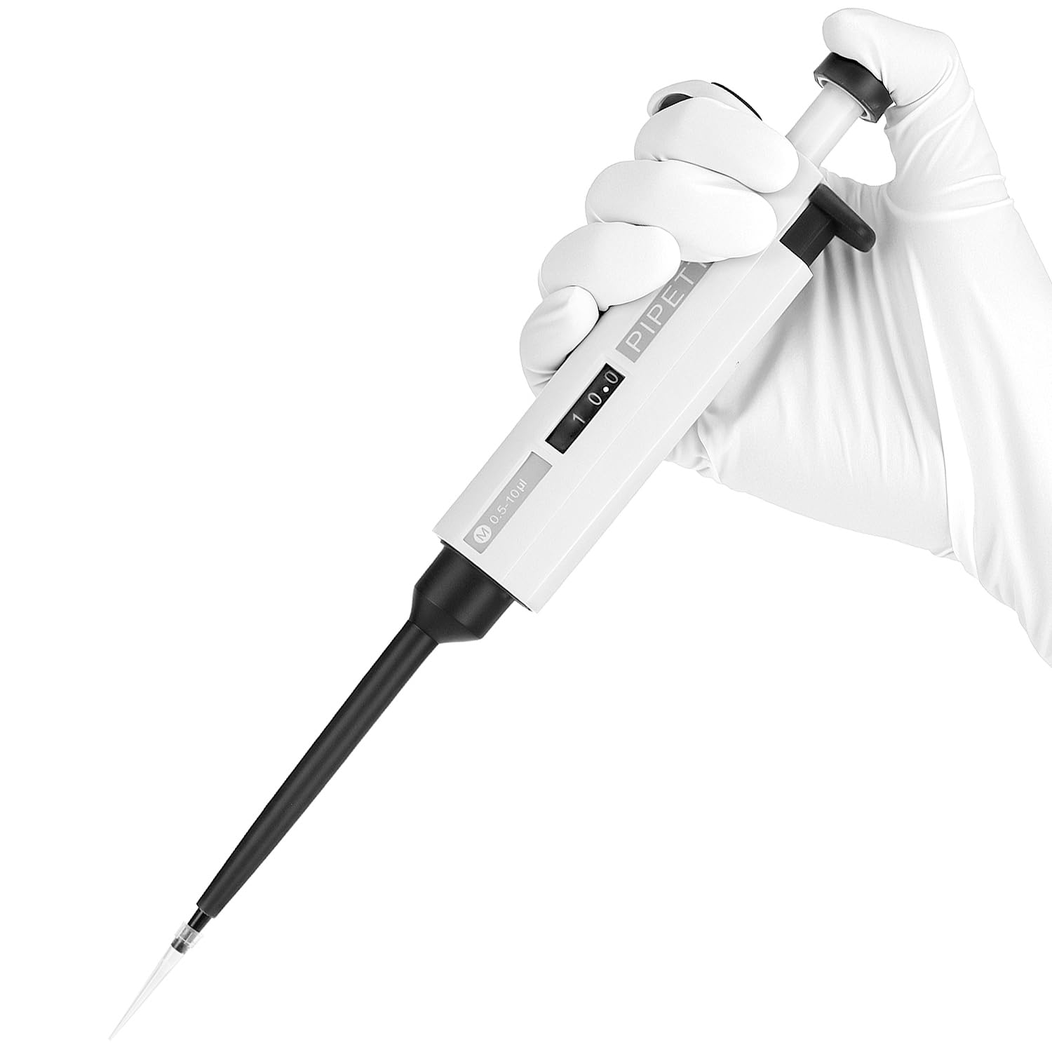 QWORK® 0.5μl-10μl Pipetta micropipetta da laboratorio a canale singolo ad alta precisione regolabile