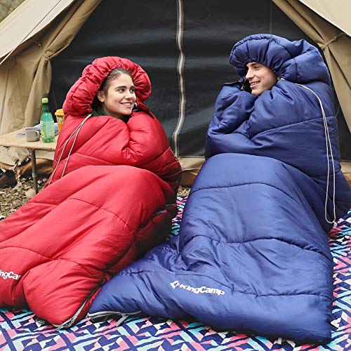 KingCamp 寝袋 封筒型 シュラフ 保温 210T防水 ワイドサイズ 幅89cm コンパクト 連結可能 キャンプ アウトドア 春 夏 秋 冬 オールシーズン用 収納パック付き 6枚目