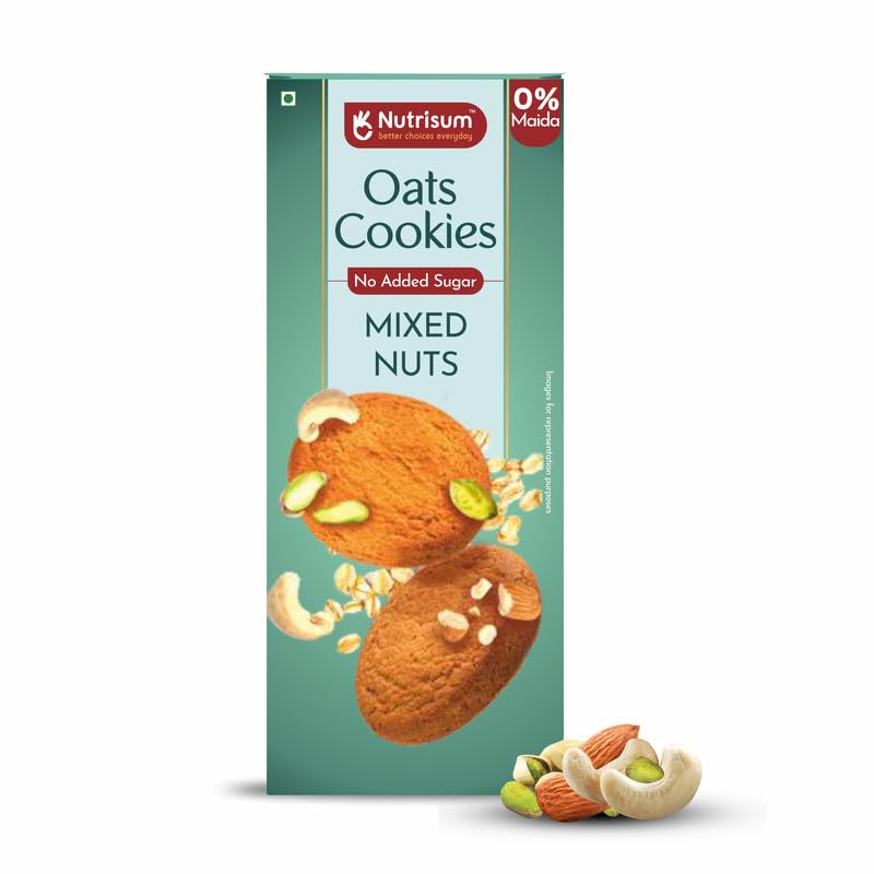 Nutrisum Oats Mixed Nuts Cookies | Pack of 4 x 70g each | Digestive High Fibre Biscuits | No Maida | Zero Trans Fat | No Added Refined Sugar | No Preservatives | Delicious Crunchy Snacks (B0D817PNSV) Amazon Price History, Amazon Price Tracker