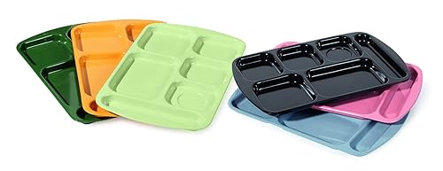 Miniatura 2 de G.E.T. Bandeja escolar para cafetería, 6 compartimentos, para diestros, 10 x 15 pulgadas, color rojo (paquete de 4)