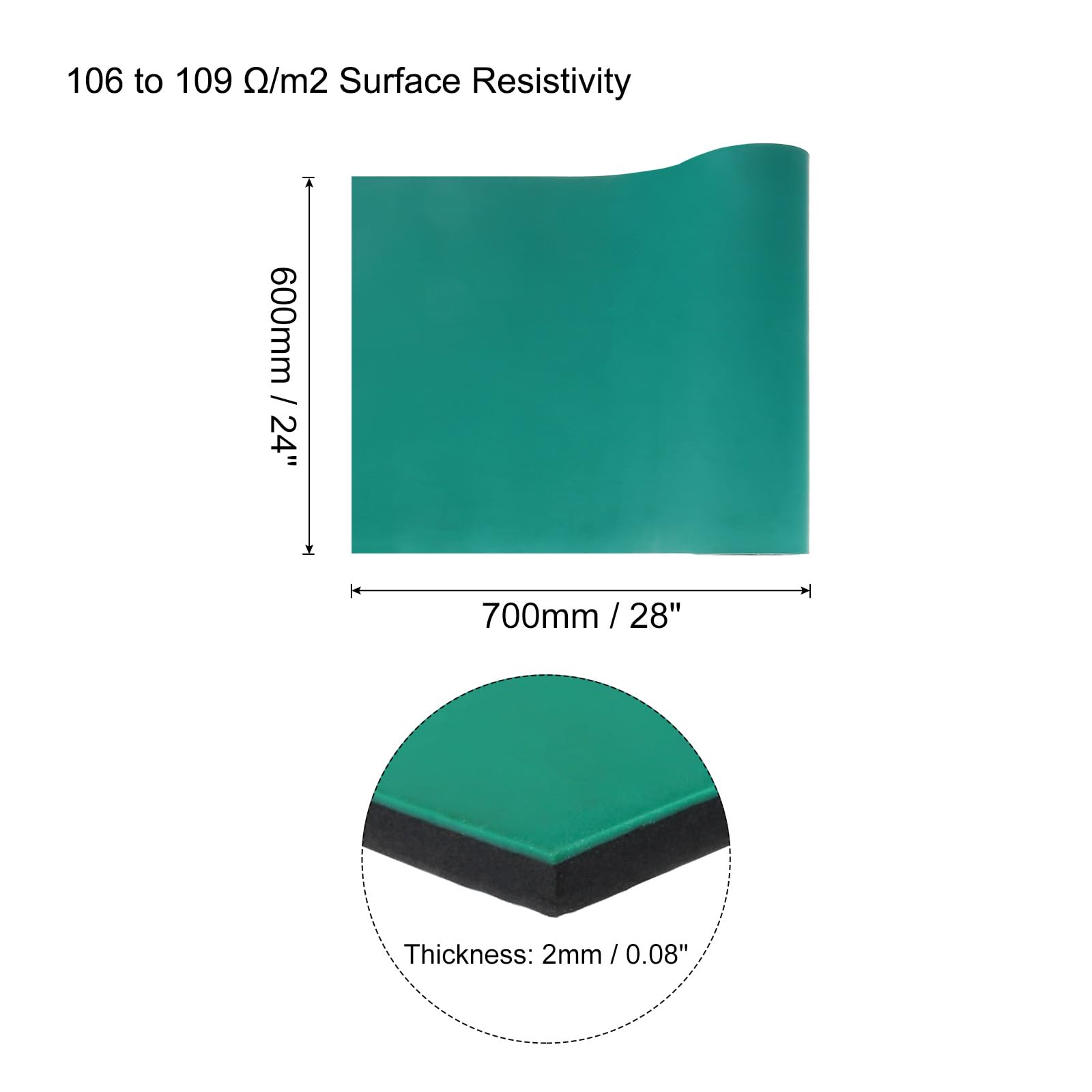 QUARKZMAN 70x60cm Gran Tapete de Soldadura de Silicona ESD Extra Grande de Alta Temperatura Antiestático para Trabajo Banco con Conexión a Tierra para Reparación Electrónica 2mm