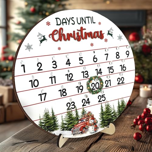 10.5'' Wooden Christmas Countdown Advent Calendar 2025 Day Until Xmas