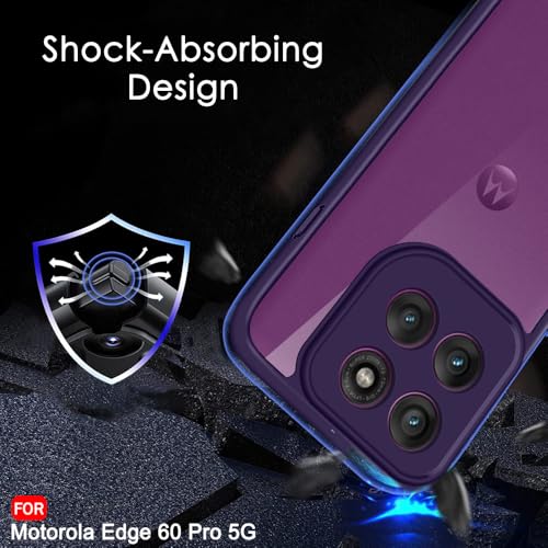 Image of TheGiftKart Hybrid Shockproof Back Cover Case for Motorola Moto Edge 60 Pro 5G | Hard Back Cover Case for Motorola Edge 60 Pro 5G (PC & TPU, Transparent Clear Back, Purple Sides)