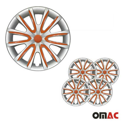 Omac 16 Inch Hubcaps For Ford Transit Grey And Orange 4 Pcs. Wheel Rims Cover - Hub Caps - Car Tire Exterior Replacement #TOP1
