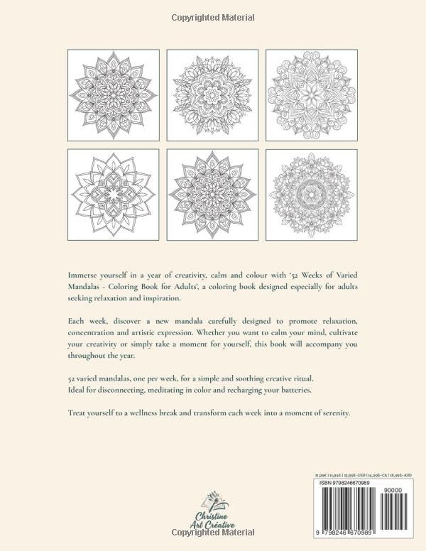 52 Weeks of Varied Mandalas - Coloring Book for Adults: Art Therapy and Soothing Designs for Relaxation | A Full Year of Creative Calm and Stress Relief | Adults and Teens (Serenity and Mandalas) image 3